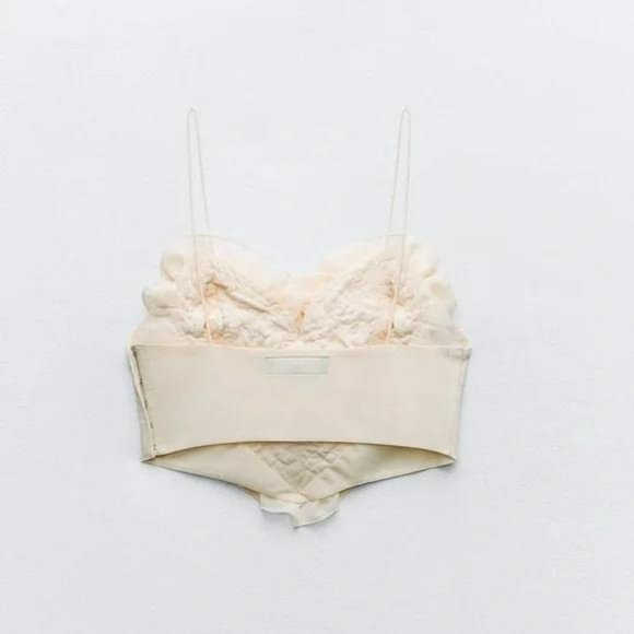 ZARA ORGANZA VOLUMINOUS HEART CROP TOP - Picture 3 of 4